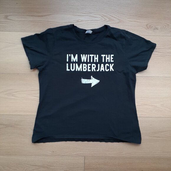 I'm With The Lumberjack - New Women's XL Black T-Shirt - Picture 4 of 4